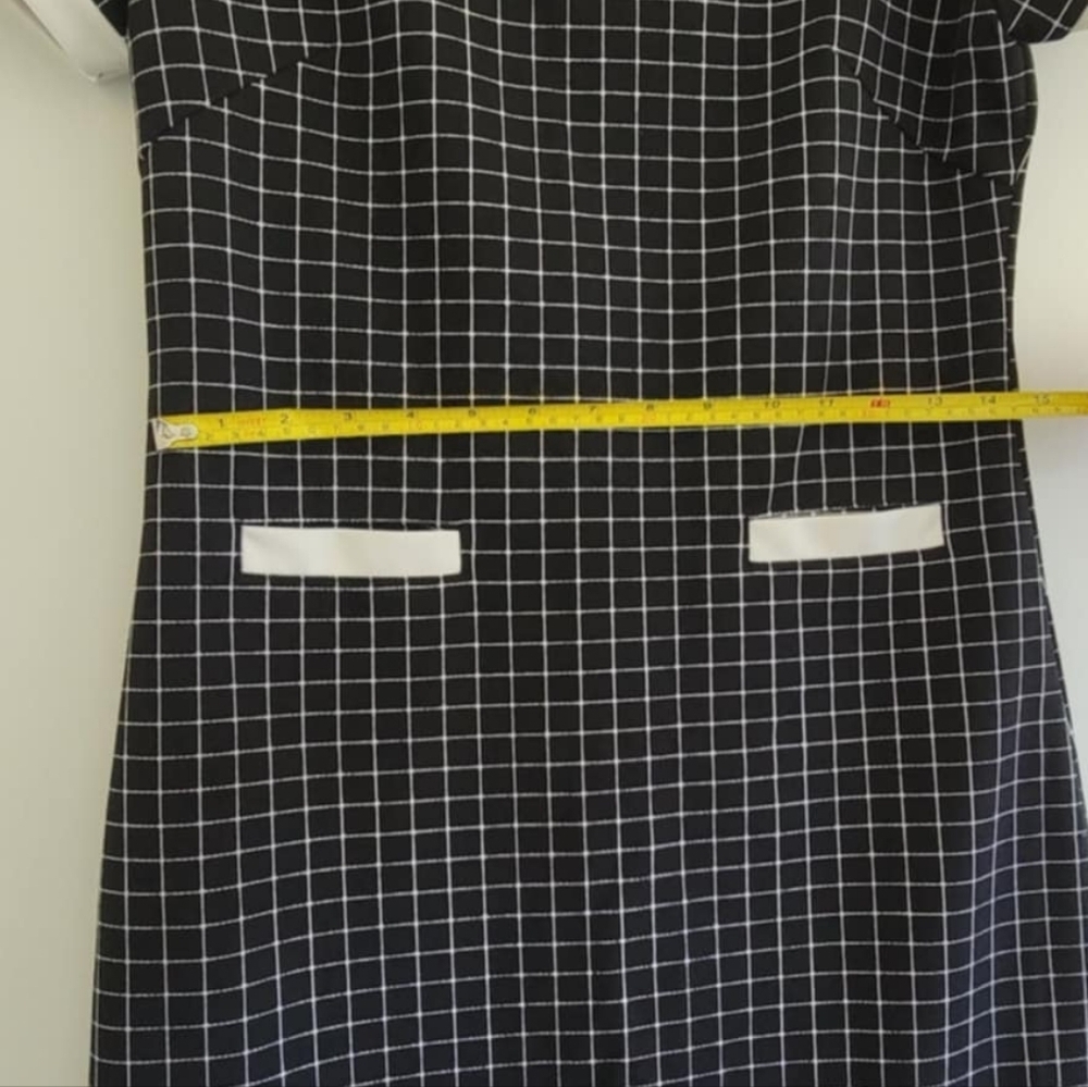Zara Black & White Check Mini Dress Bow Detail Pockets Preppy Chic Size S - Picture 4 of 6